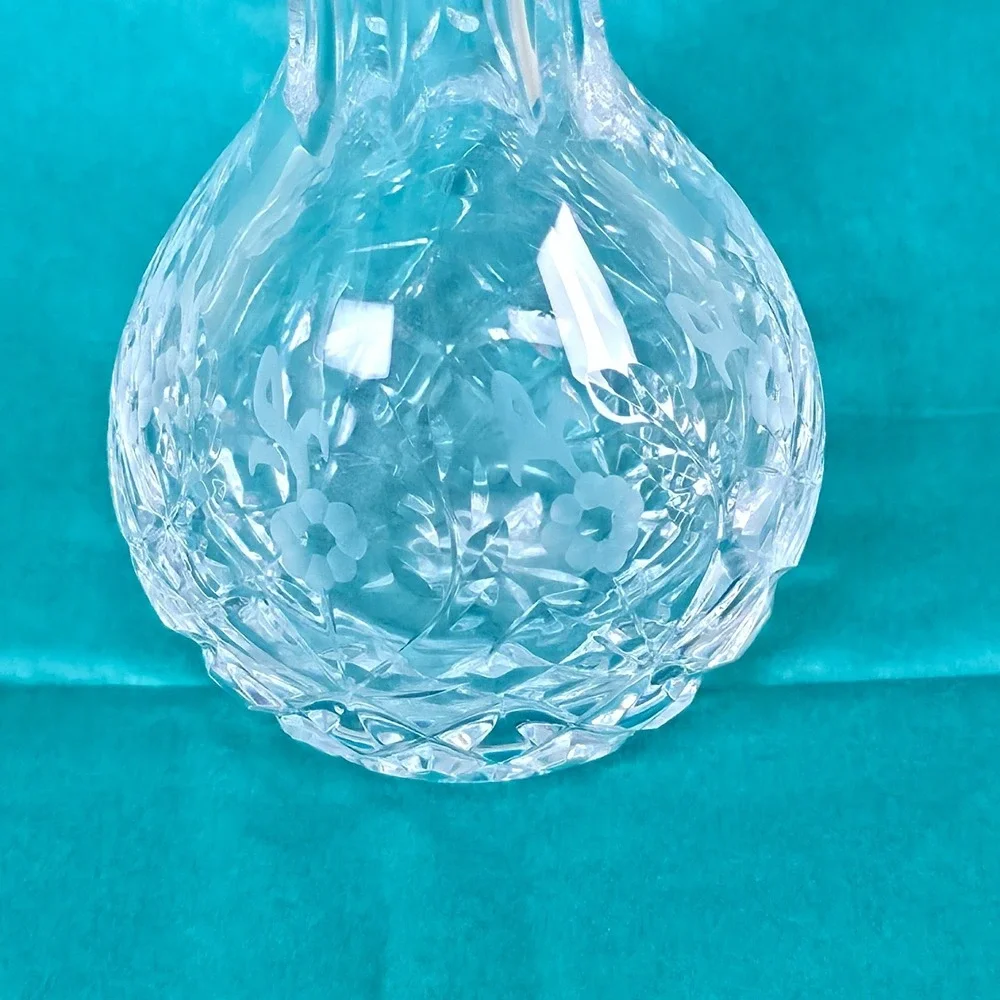 Rogaska Gallia Crystal Violet Bud Vase Etched Floral Diamond Cut Luxury Glass 4
